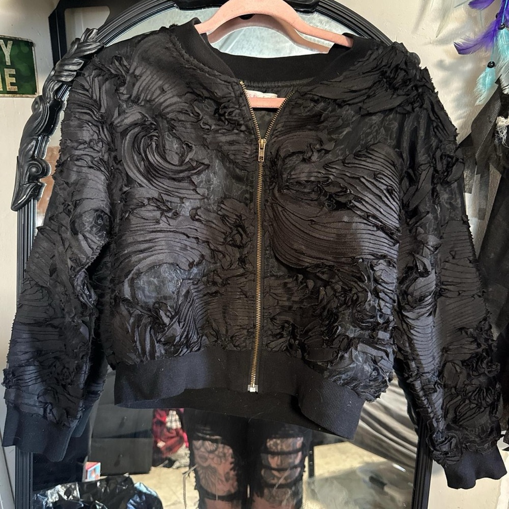 Black Textured Women's Jacket